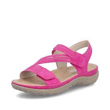 Rieker Twin Velcro Cross Strap Sandal - Fuchsia